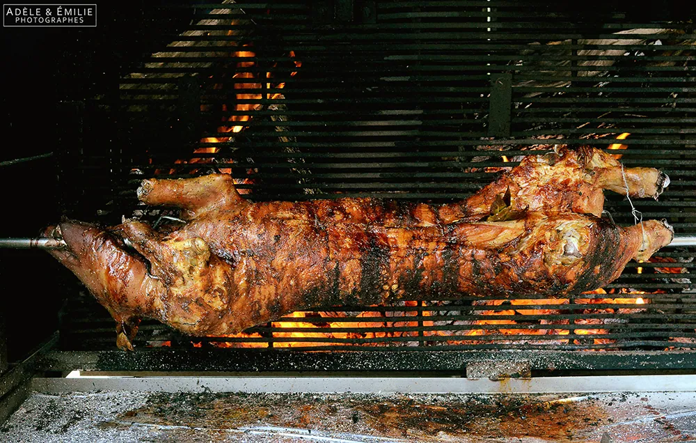 Cochon grillé à la broche